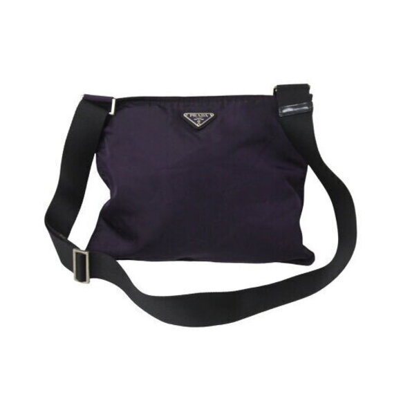 Prada Handbags - Prada Tessuto nylon shoulder bag triangle logo purple black